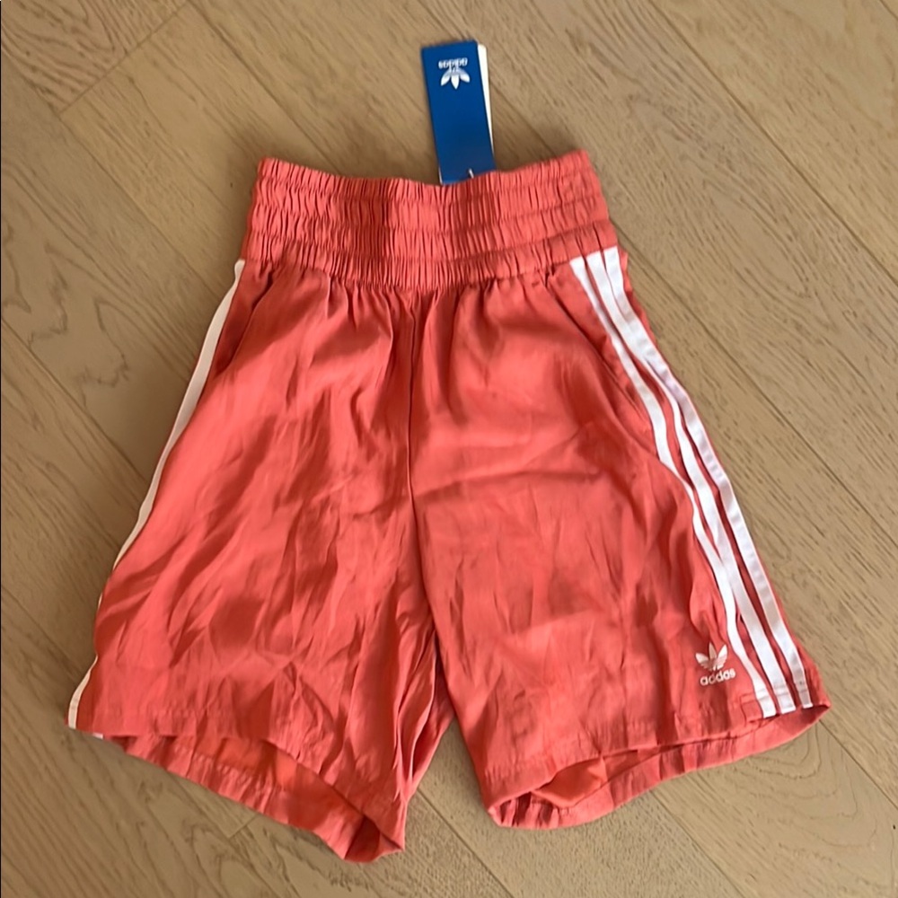 adidas Pink Athletic Shorts with White Stripes
